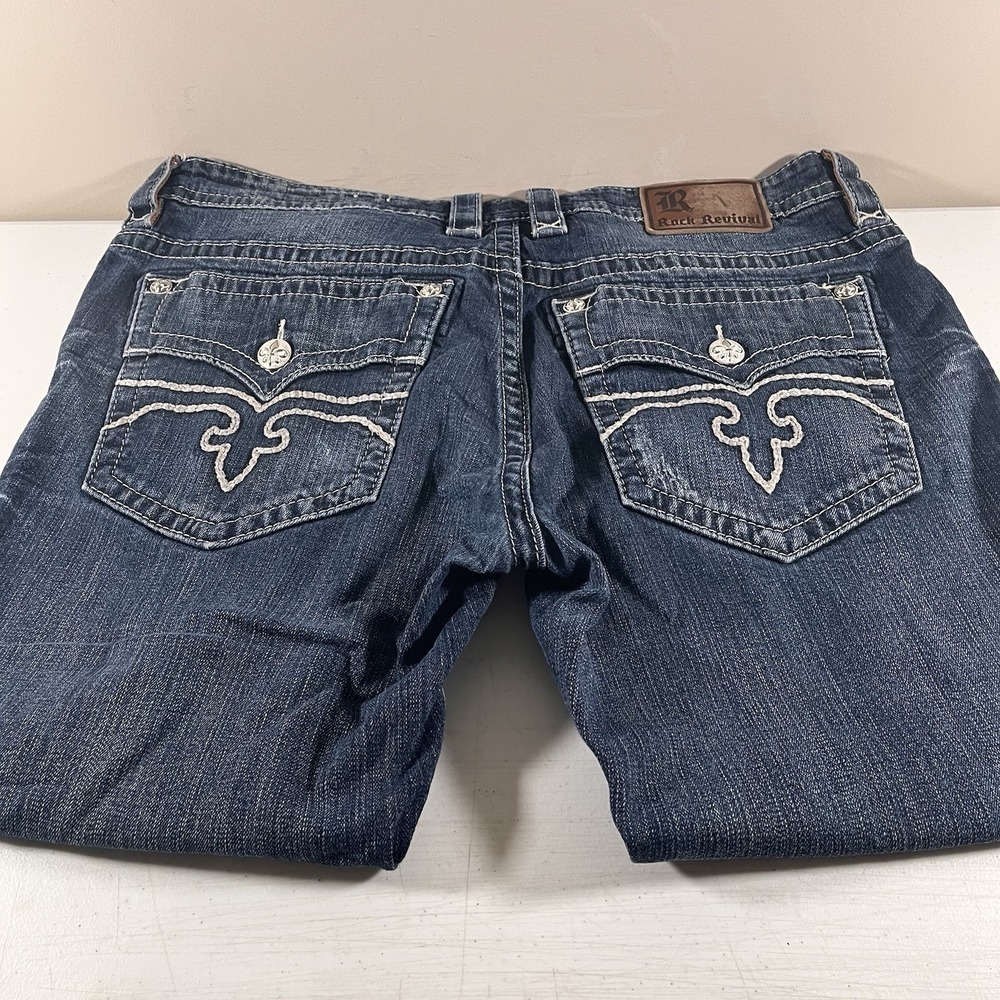 Rock Revival Ryker Straight Leg Dark Wash Men's Western Blue Jeans Size 38x26